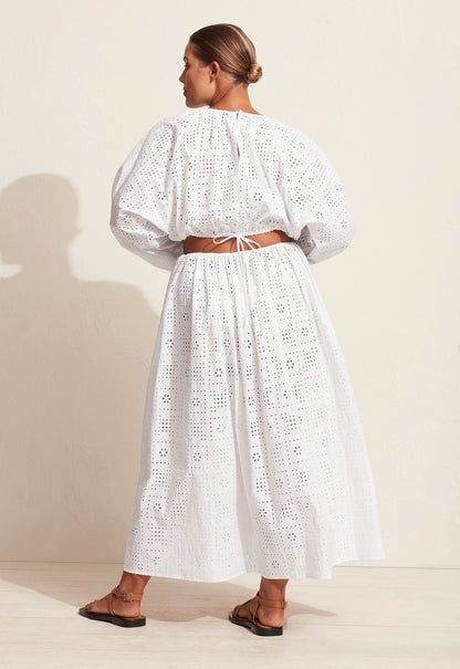 White Crochet Broderie Skirt
