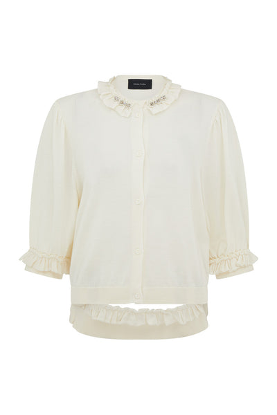 Cream puff sleeve cardigan shop