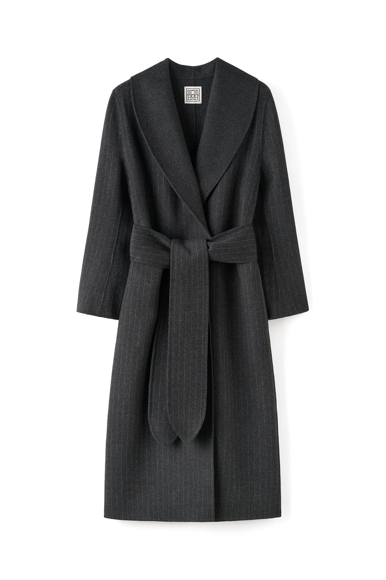Dark Grey Pinstripe Robe Coat