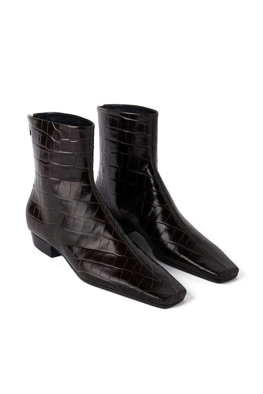 Toteme The Western Boot in Brown Croco Reluxe Fashion