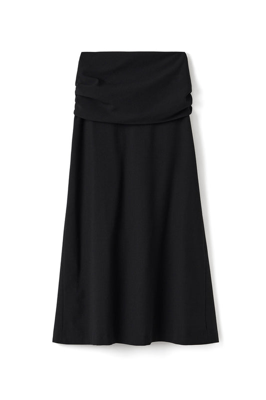 Toteme - Black Wool Crepe Band Skirt